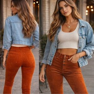 Universal Thread Rust/ Burnt Orange Corduroy Skinny Pants High-rise 2/26R